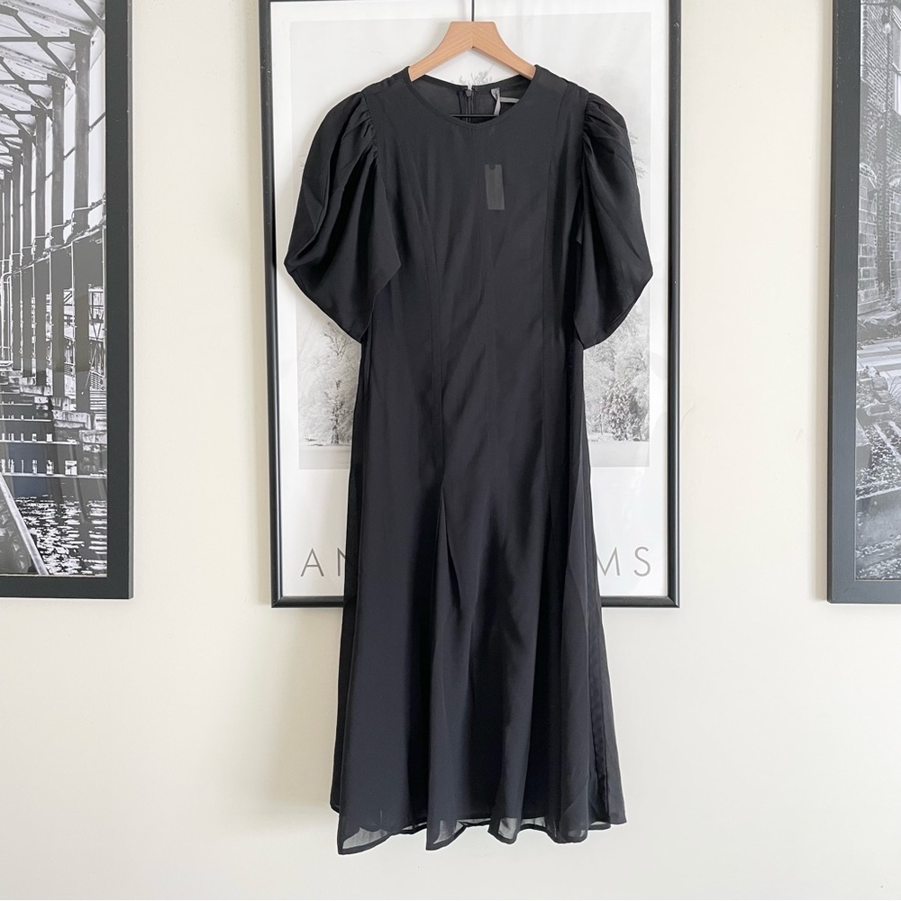 By Anthropologie Modern Sheer Midi Dress Black NWT Size 0 - Picture 7 of 16